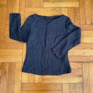 Zara Navy Textured Women's Silk Blouse XS